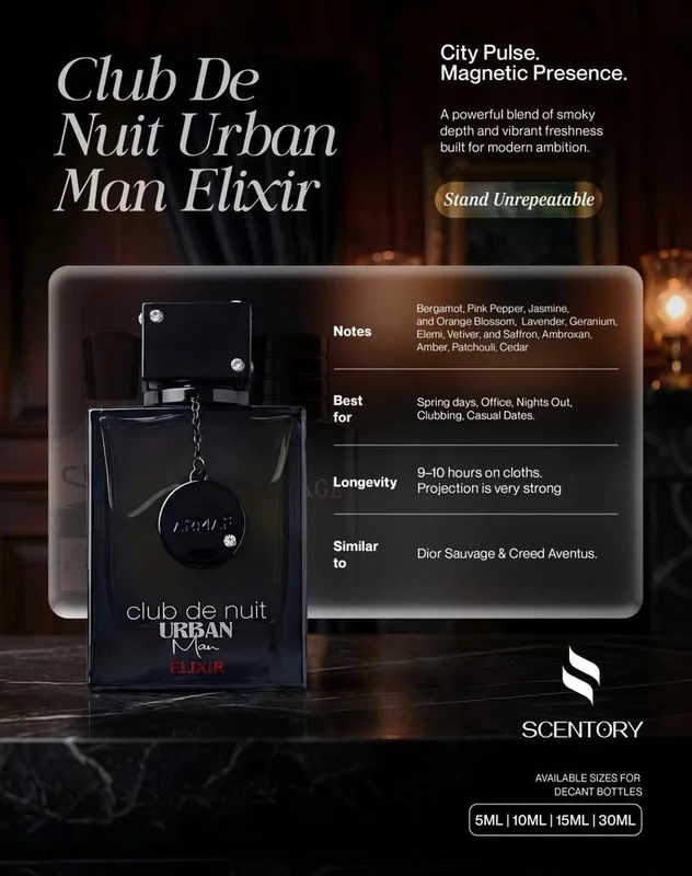 Club De Nuit Urban man Elixir EDP perfume decant