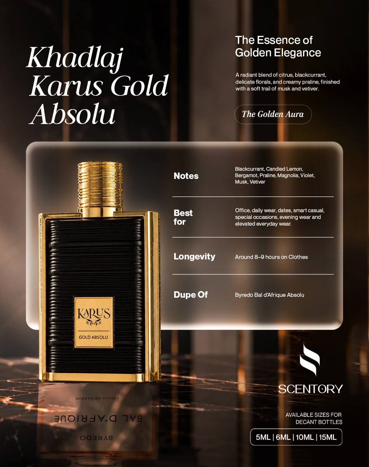 Khadlaj Karus Gold Absolu EDP perfume decant