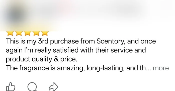 Anonymized genuine Scentory customer review