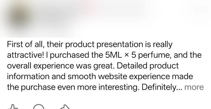 Anonymized genuine Scentory customer review
