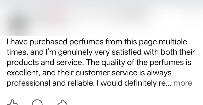 Anonymized genuine Scentory customer review