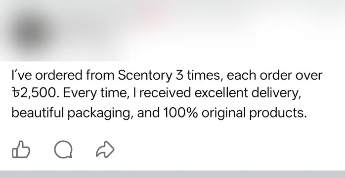 Anonymized genuine Scentory customer review