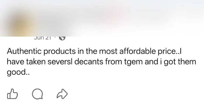 Anonymized genuine Scentory customer review